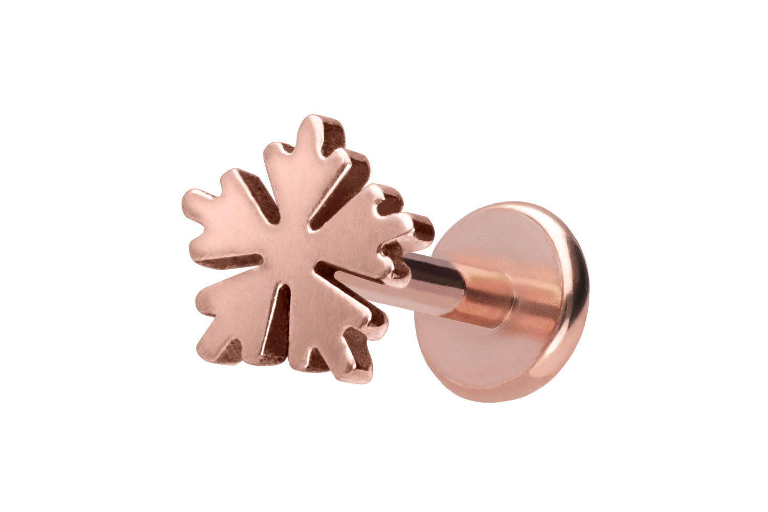 Titan Labret Piercing mit Push Fit SCHNEEFLOCKE